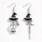 Mismatched Witch Hat, Crystal Ball & Magic Wand Dangle Earrings