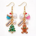 Mismatched Christmas Gingerbread Man & Holiday Tree Sweet Treats Dangle Earrings